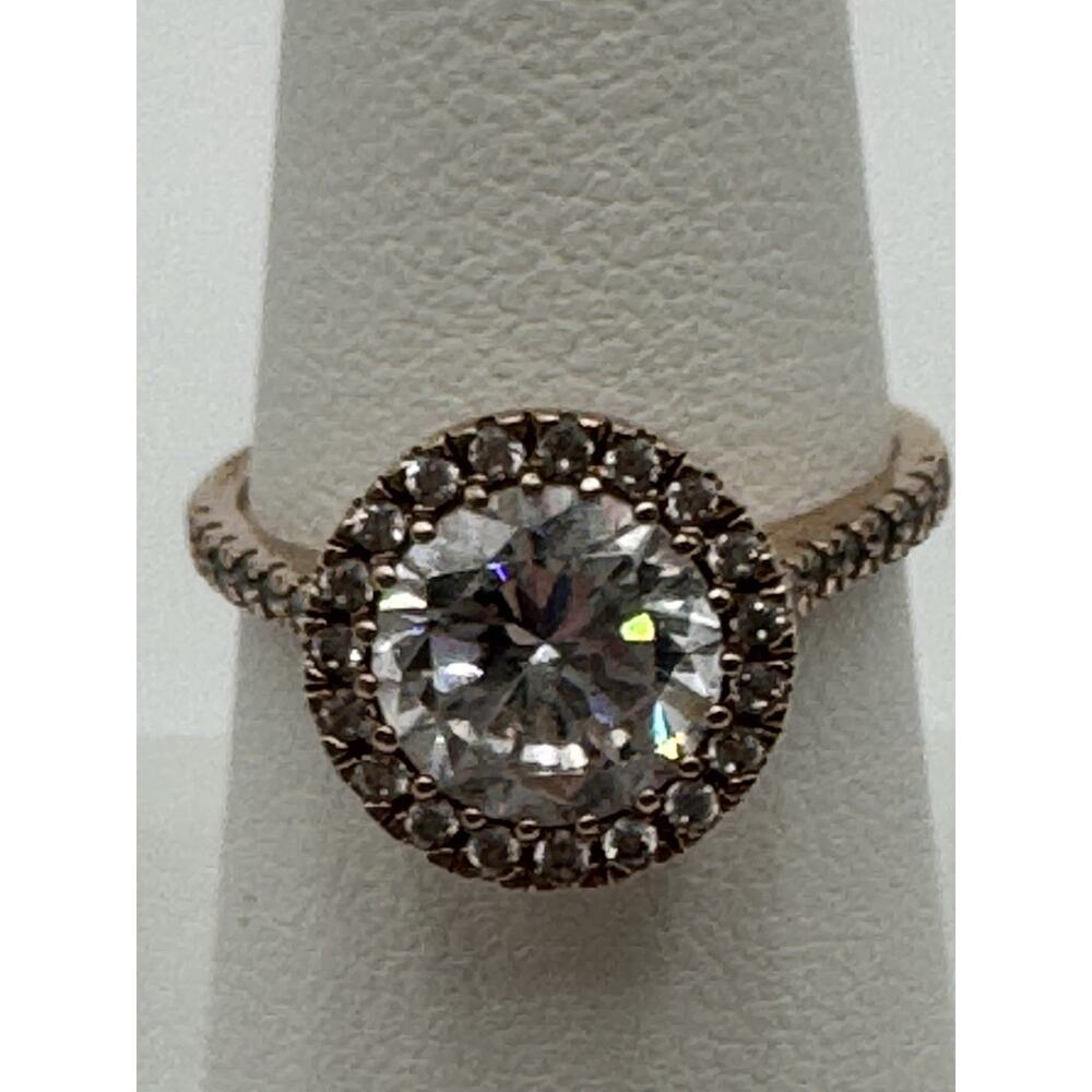 1.3ct Round Cut Moissanite Halo Women Engagement Ring 14k Rose Gold PLT Sz 7-8